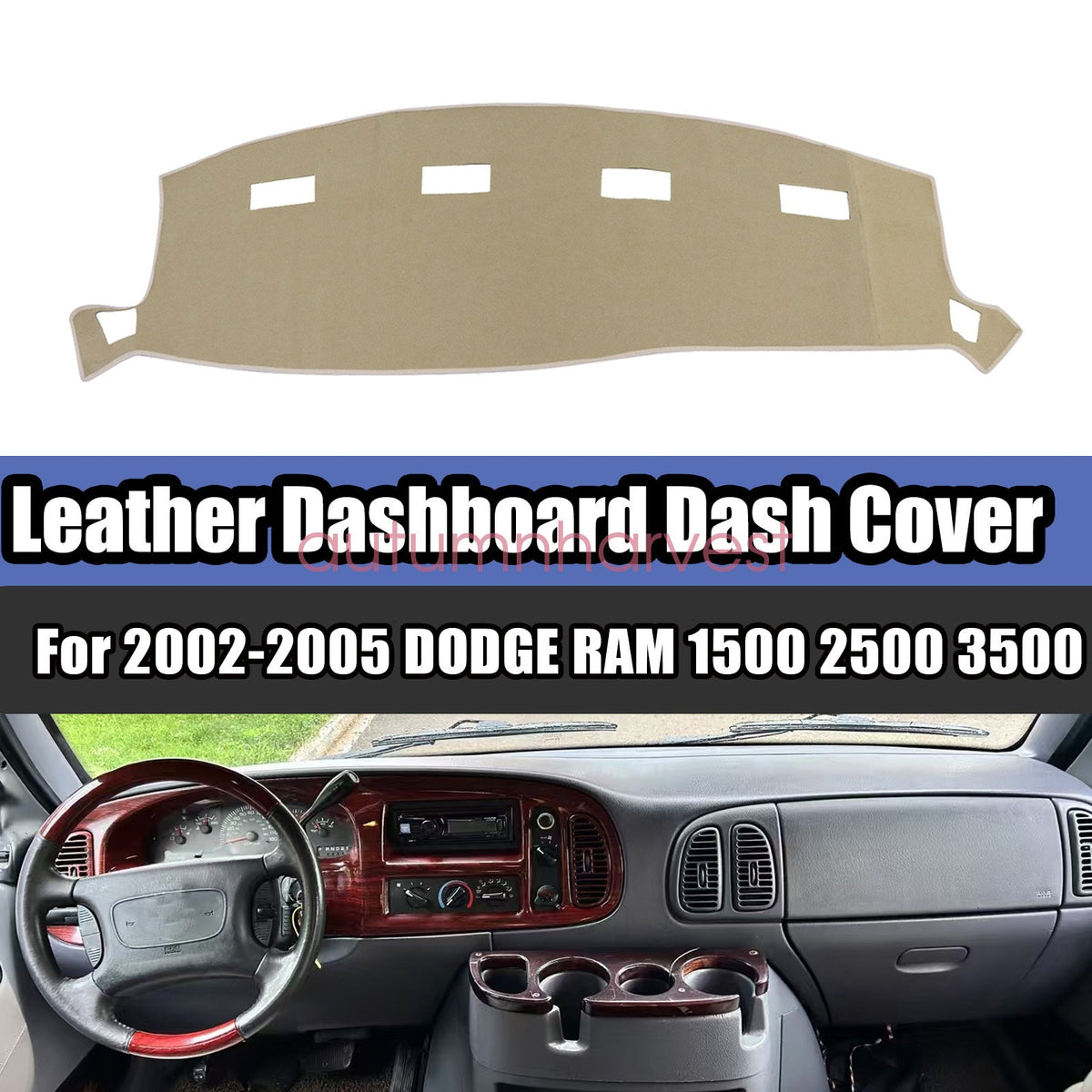 Dash Cover Mat Dashmat Carpet Poly For 2002-2005 Dodge RAM 1500 3500 Waterproof