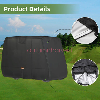 Golf Cart Cover Heavy Duty 420D Waterproof For EZGO Club Car Yamaha 2/2+2