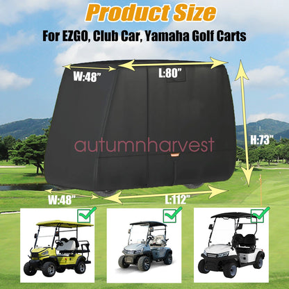 Golf Cart Cover Heavy Duty 420D Waterproof For EZGO Club Car Yamaha 2/2+2