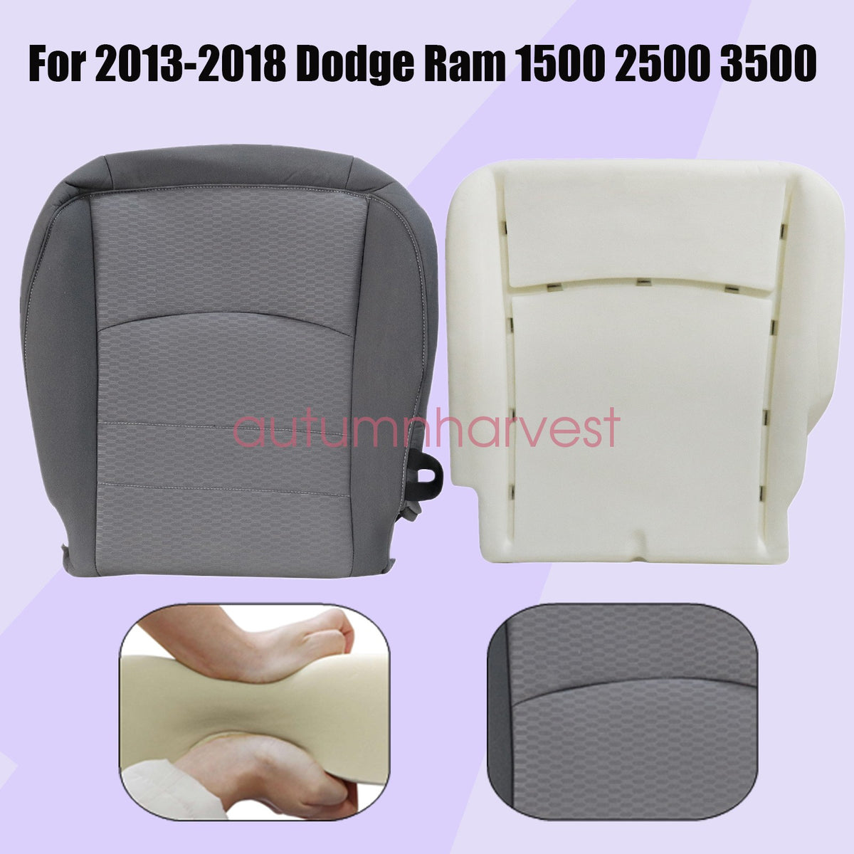 Fits 2013-2018 Dodge Ram 1500 2500 3500 Driver Bottom Seat Cover & Foam Cushion