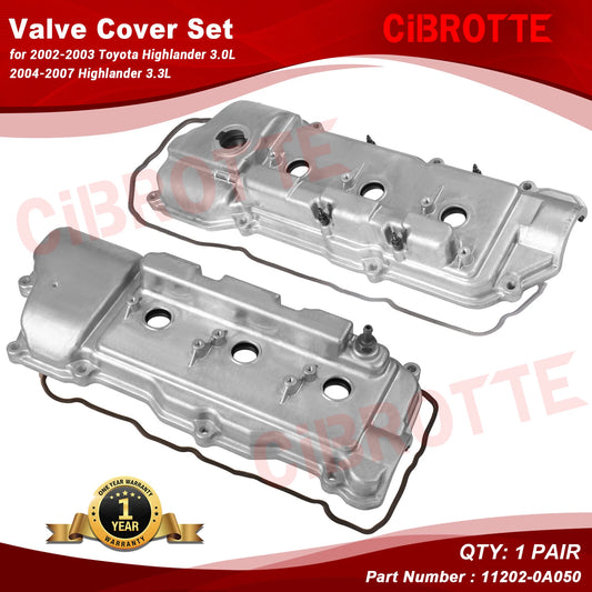 Left & Right Valve Cover Set for Toyota 04-08 Solara 04-06 Camry Lexus RX330