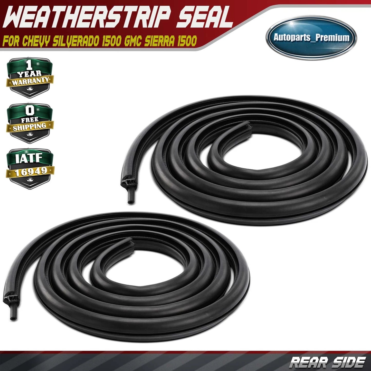 2Pcs Rear Door Weatherstrip Seal New Fits For Chevrolet Silverado 1500 2007-2007