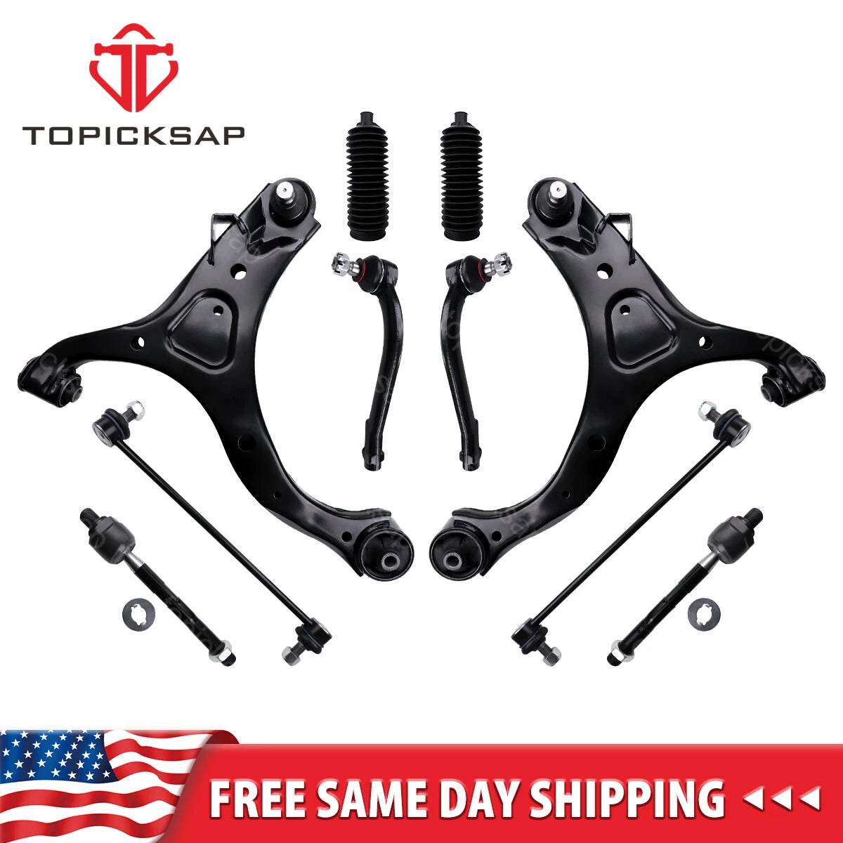 10pc For 11-13 Kia Sorento Suspension Kit Front Control Arm Sway Bar link Boots