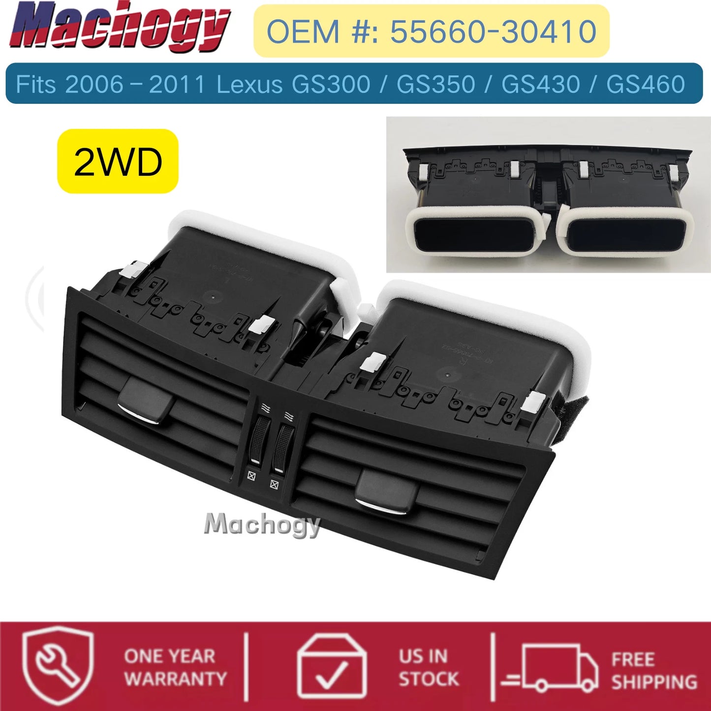 For 06-11 Lexus GS300 GS350 GS430 Center Dash Dual AC Air Vent Trim 55660-30900