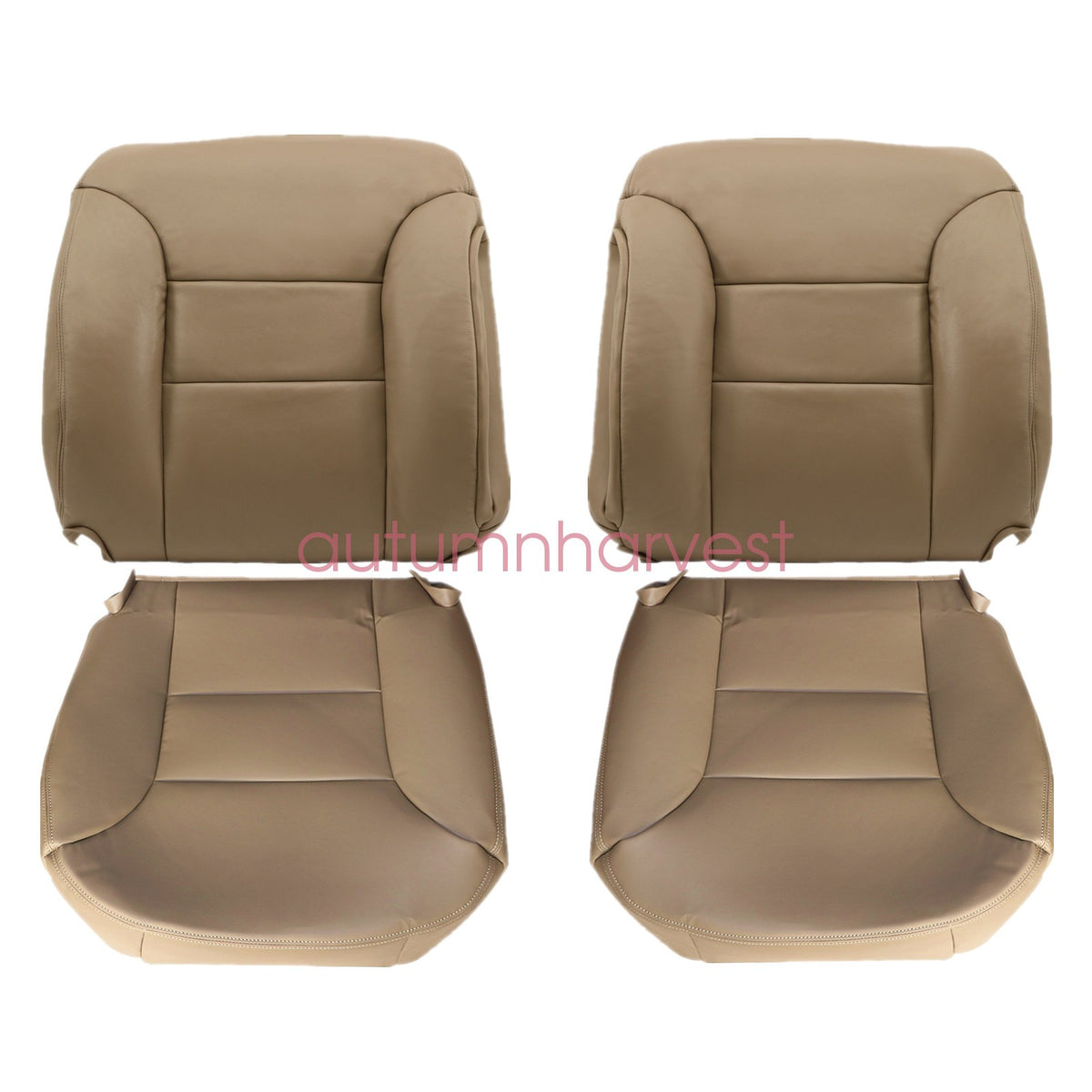 Front Bottom & Back Leather Seat Cover Tan For 95-99 Chevy Silverado GMC Sierra
