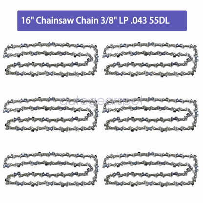 6 Pack Chainsaw Chain For Stihl MS170 MS180 017 019 023 16 Inch .043 3/8 LP 55DL