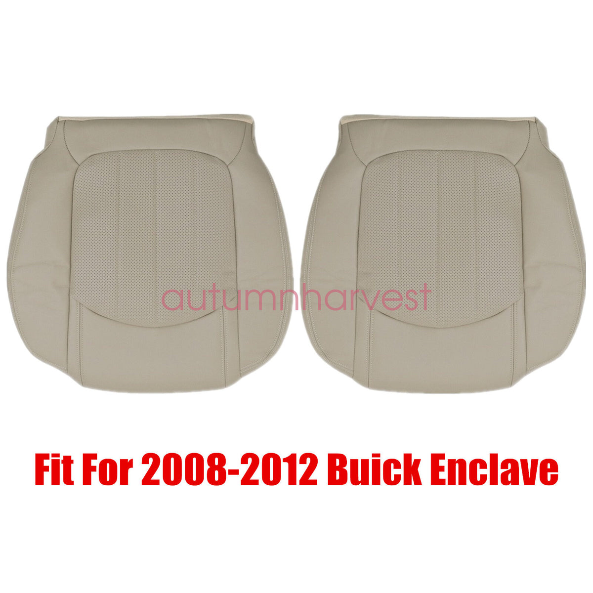 Fits 08-12 Buick Enclave Driver & Passenger Bottom AC Seat Cover Leather Tan