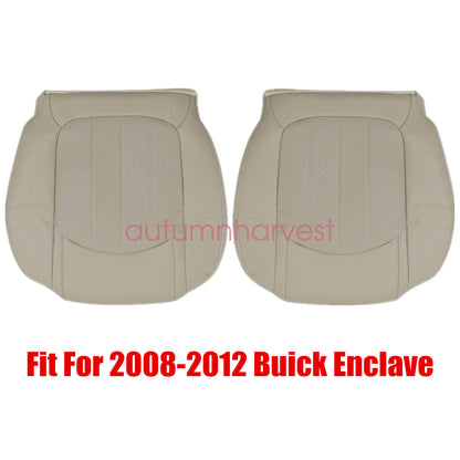 Fits 08-12 Buick Enclave Driver & Passenger Bottom AC Seat Cover Leather Tan