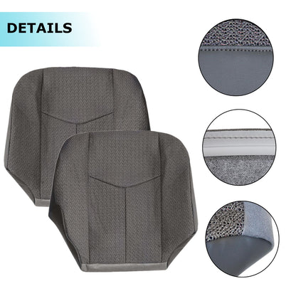 For 2003-2007 Chevy Silverado 1500 2500HD Driver+Passenger Cloth Seat Cover Gray
