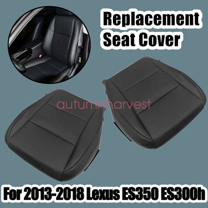 For 13-18 LEXUS ES300h ES350 Driver & Passenger Bottom Leather Seat Cover -Black
