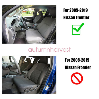 Driver & Passenger Lean Back Cloth Seat Cover Gray For 2005 2006 Nissan Frontier