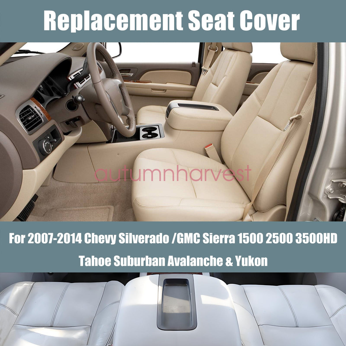 For 2007 2008-2014 Chevy Tahoe Driver & Passenger Bottom Seat Cover Leather Tan