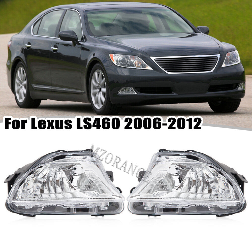 Left+Right Clear Front Bumper Fog Light Lamp For Lexus LS460 2007-2009