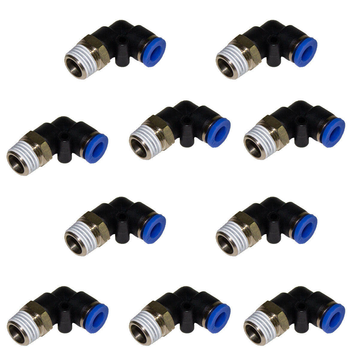 (Qty10) 1/4inch OD Tube X 1/4inch NPT Pneumatic Elbow, Push To Connect Air Fitting
