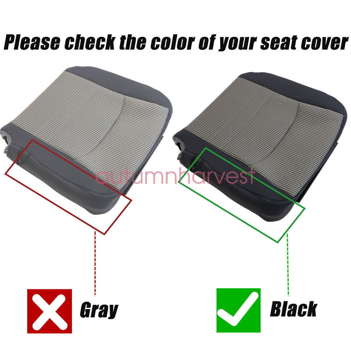 Passenger Side Bottom Cloth Seat Cover Fits 2009-12 Dodge Ram 1500 2500 SLT Gray