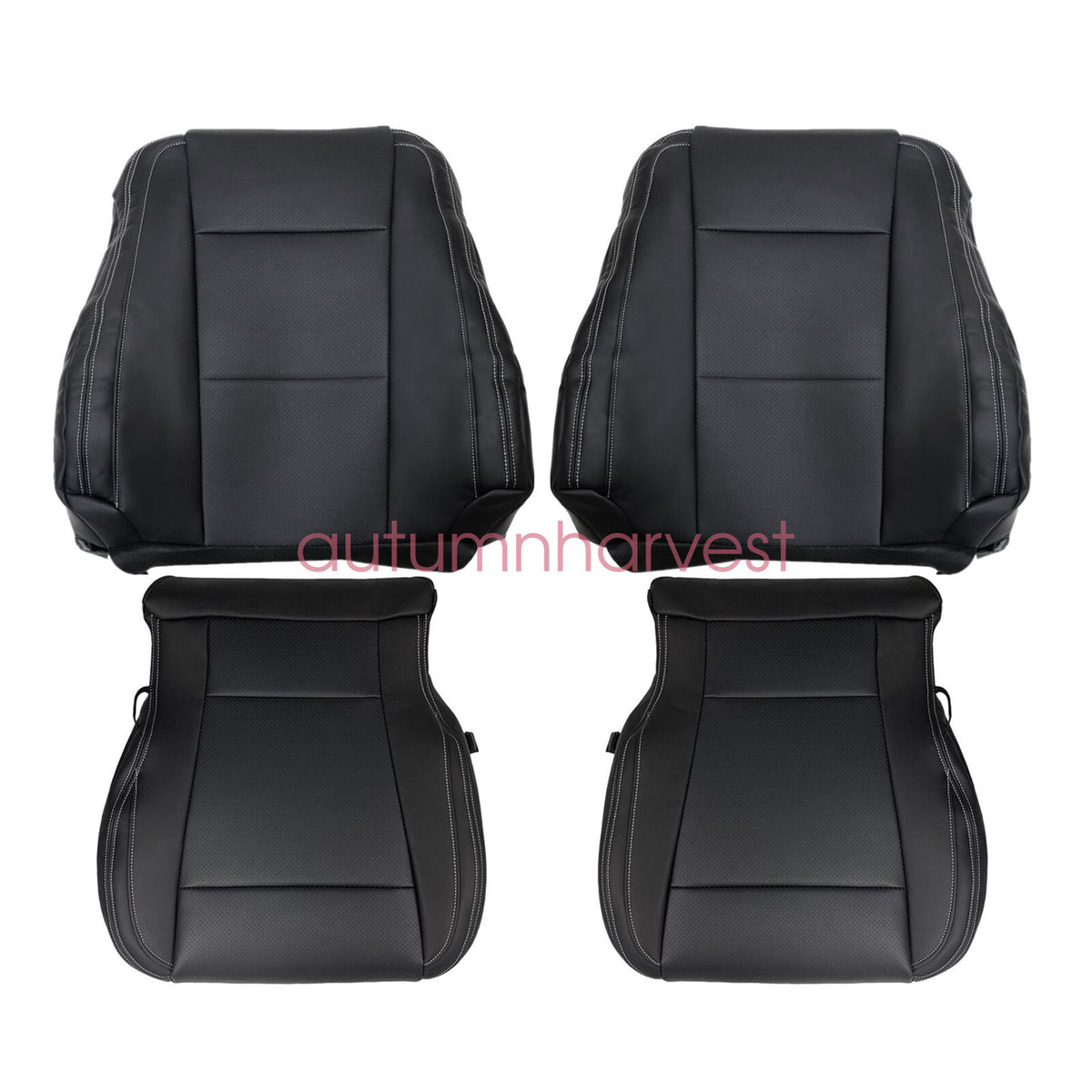 Fits 2015-2017 Ford F150 Lariat Driver & Passenger Bottom & Top Seat Cover Black