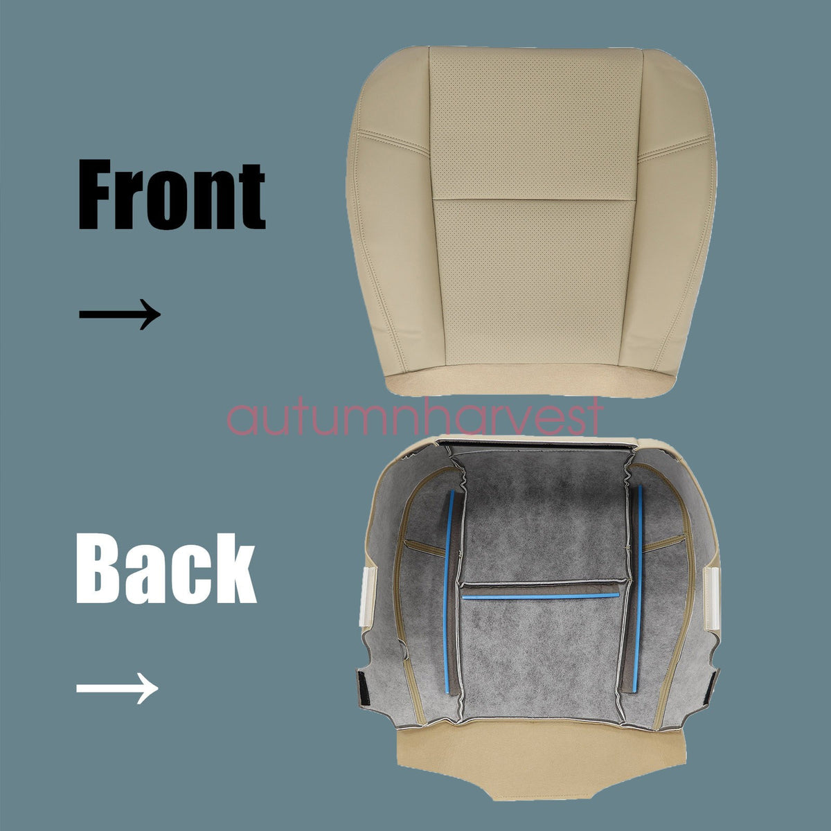 For 2007-2013 GMC Yukon Denali XL Driver & Passenger Leather AC Seat Cover Tan