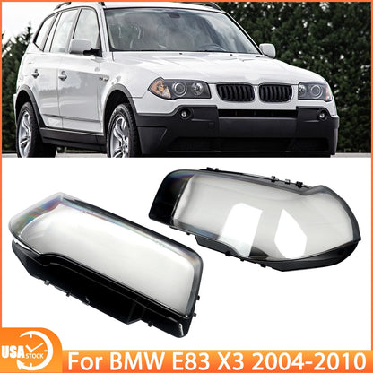 For BMW 2004-2010 X3 E83 xDrive30i Black Housing 2x Headlight Lens Cover Shell