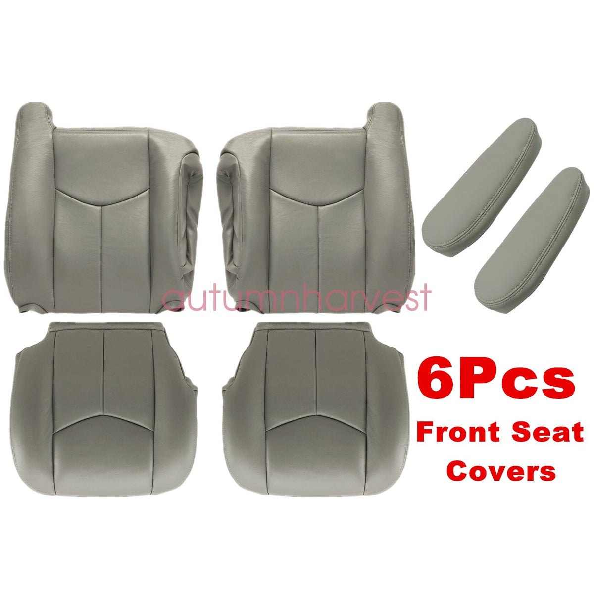 For 2003-2006 Chevy Silverado GMC Sierra Driver & Passenger Seat Cover Gray 922