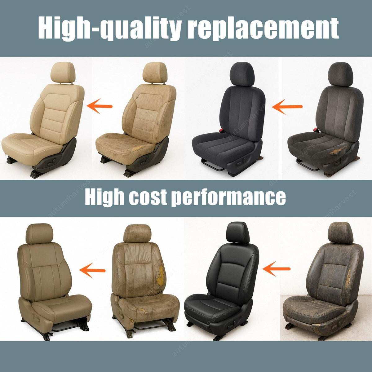 NEW For 2005-2019 Nissan Frontier Both Driver & Passenger Bottom Seat Cover Gray