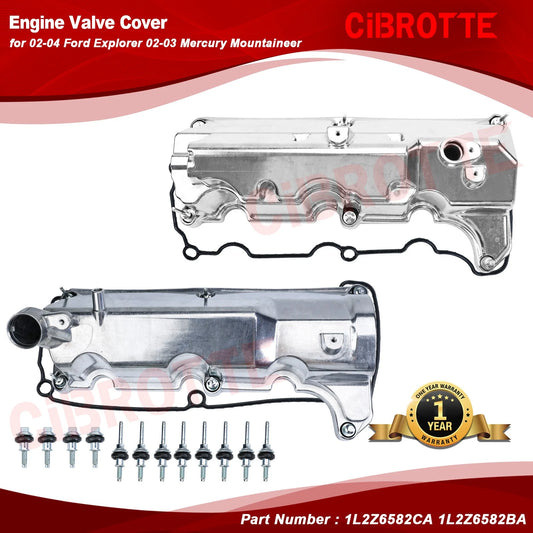 Fits 02-04 Ford Explorer 02-03 Mercury Mountaineer Valve Cover Set Aluminum 2Pcs