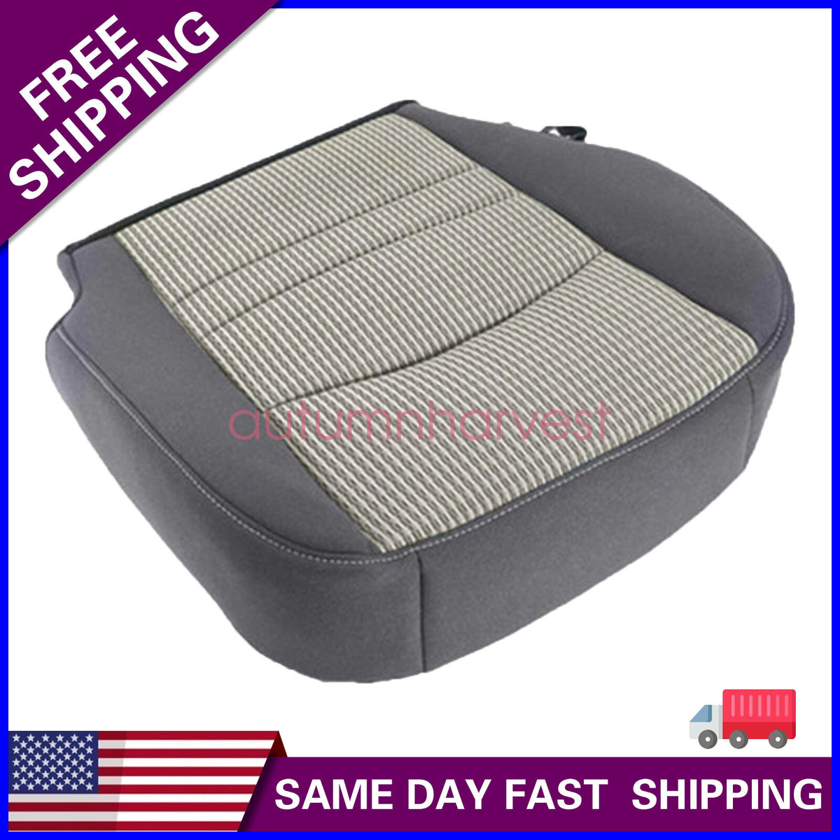 Passenger Side Bottom Cloth Seat Cover Fits 2009-12 Dodge Ram 1500 2500 SLT Gray