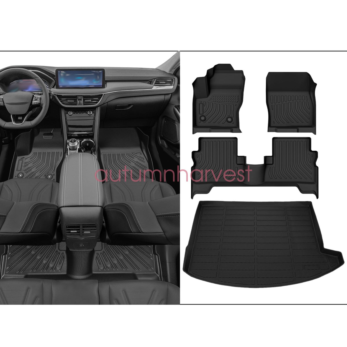 2013-2019 For Ford Escape TPE Front & Rear Floor Mats & Trunk Cargo Liners 4Pcs