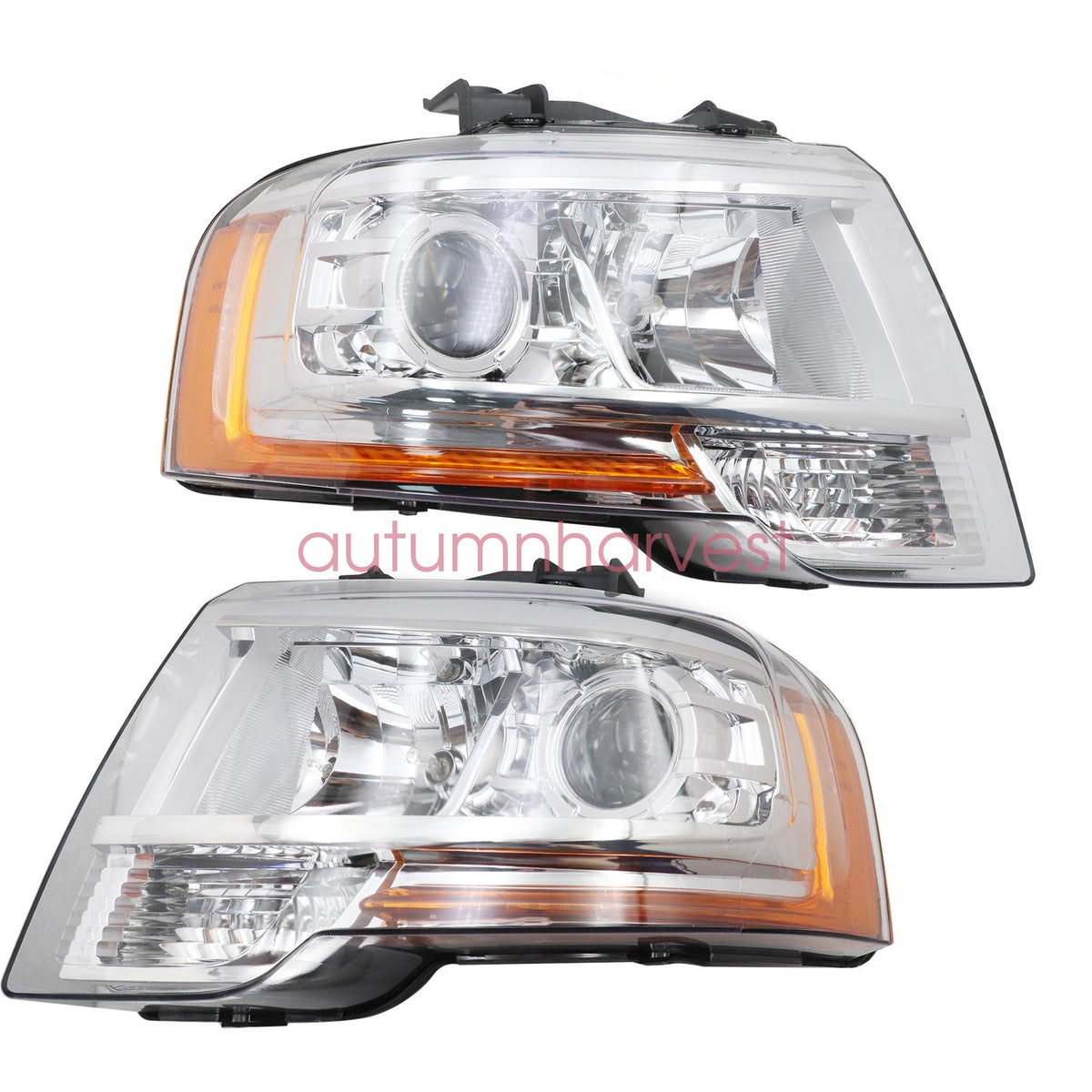 Pair Projector Chrome Headlights w/ Bulbs For Ford Expedition 2015-2017 LH & RH