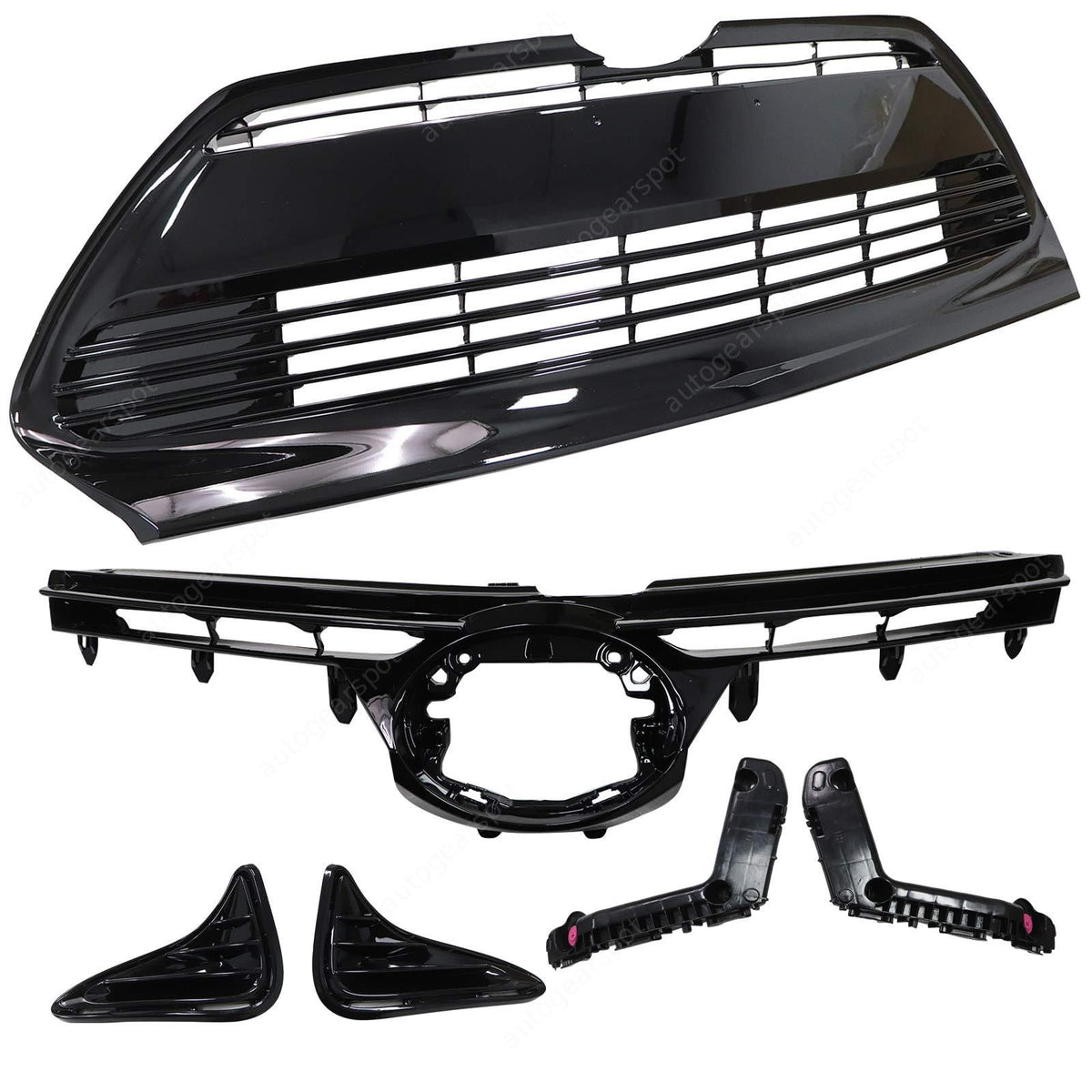 For 2017-2019 Toyota Corolla LE XLE CE Front Grille Fog Covers Brackets Set 6PC