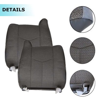 For 2003-2007 Chevy Silverado 1500 2500HD Driver+Passenger Cloth Seat Cover Gray