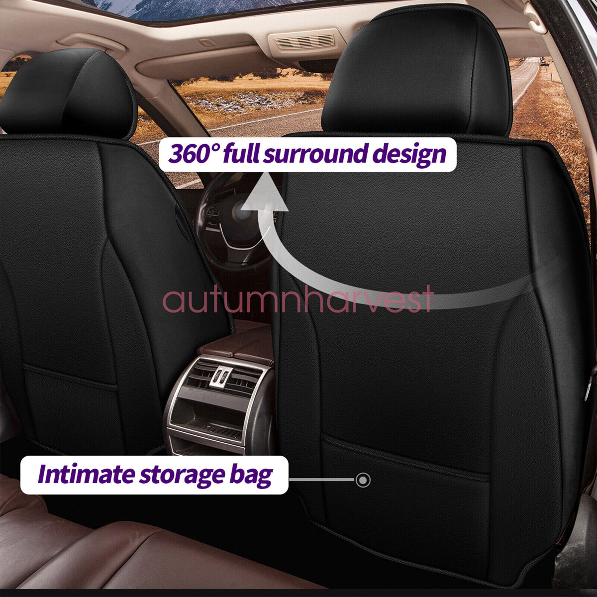 For 2007-2023 Toyota Tacoma Crew Cab 4-Door Car 5-Seat Covers PU Leather Cushion