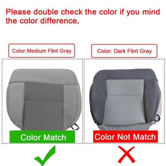 For 2004-2008 Ford F150 Driver Cloth Bottom Seat Cover & Foam Cushion Flint Gray