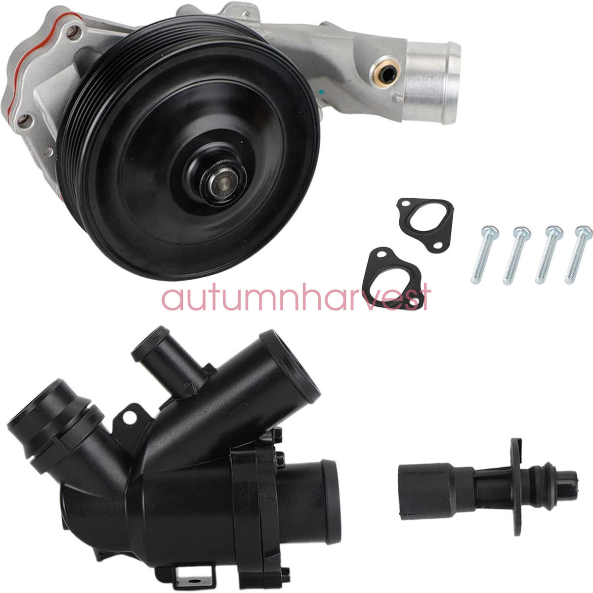 Coolant Water Pump + Thermostat + Connector Kit for Jaguar Land Rover 5.0L V8