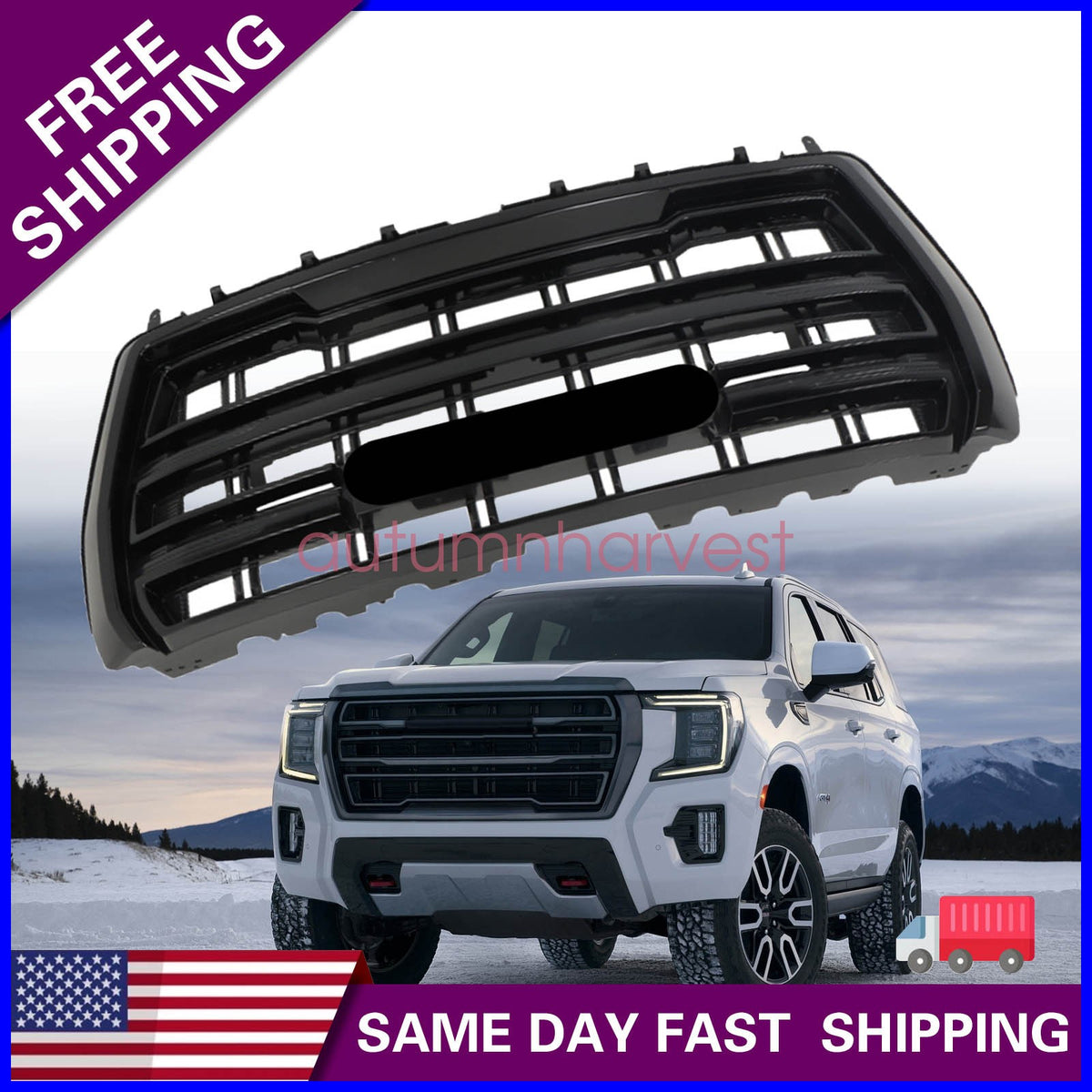 For GMC Yukon/Yukon XL SLT AT4 2021 2022 2023 Front Grille Black Grill 84835787