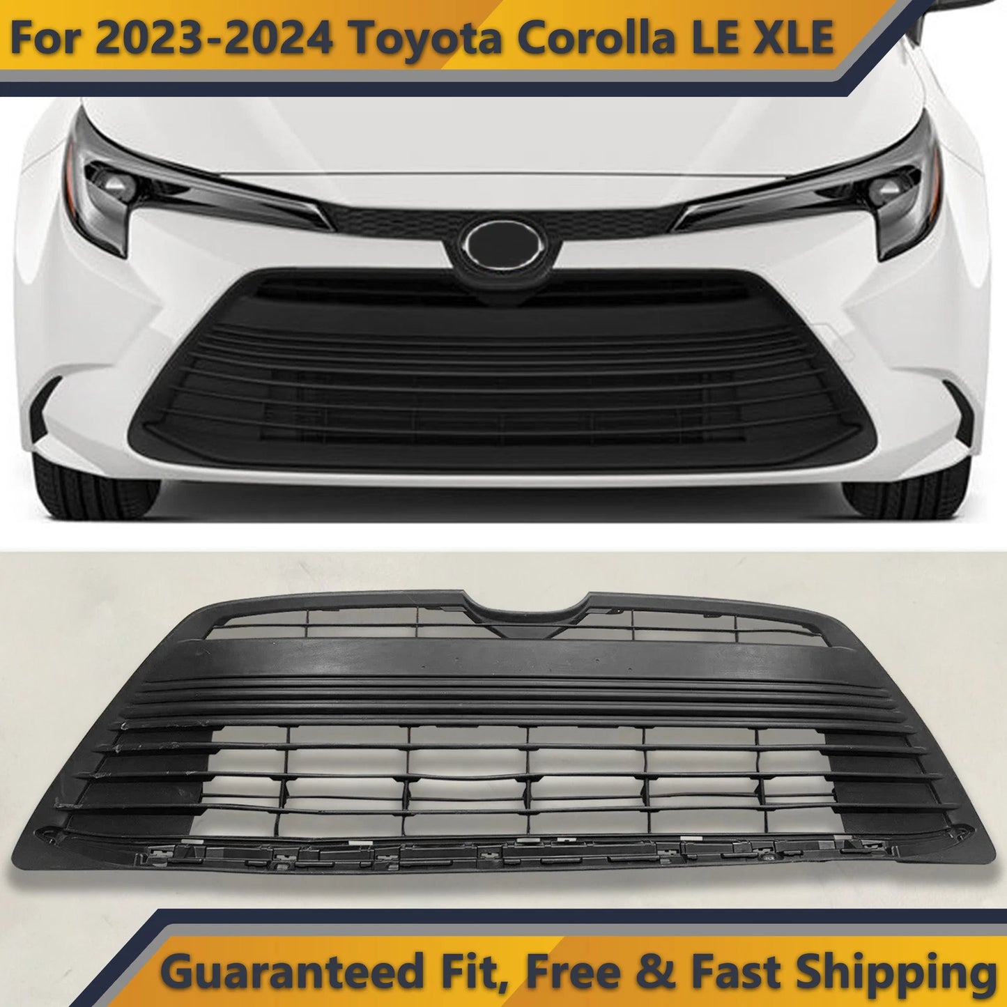 Fit For 2023-2024 Toyota Corolla LE Base XLE Front Bumper Lower Grille Assembly