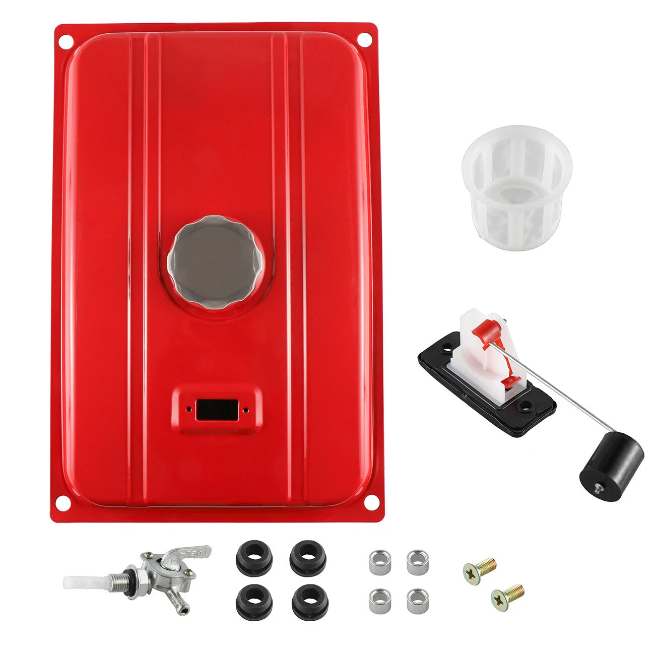 7 Gallon Universal Generator Gas Tank Fuel Valve Chrome Cap 26.5 Liters Red New