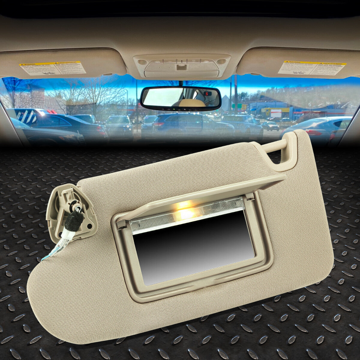 Sun Visor Driver Side With Light Mirror Beige For 2014 2015 2016 Nissan Altima