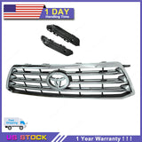 Front Upper Chrome Grille W/ Pair Bumper Bracket For 2008-2010 Toyota Highlander