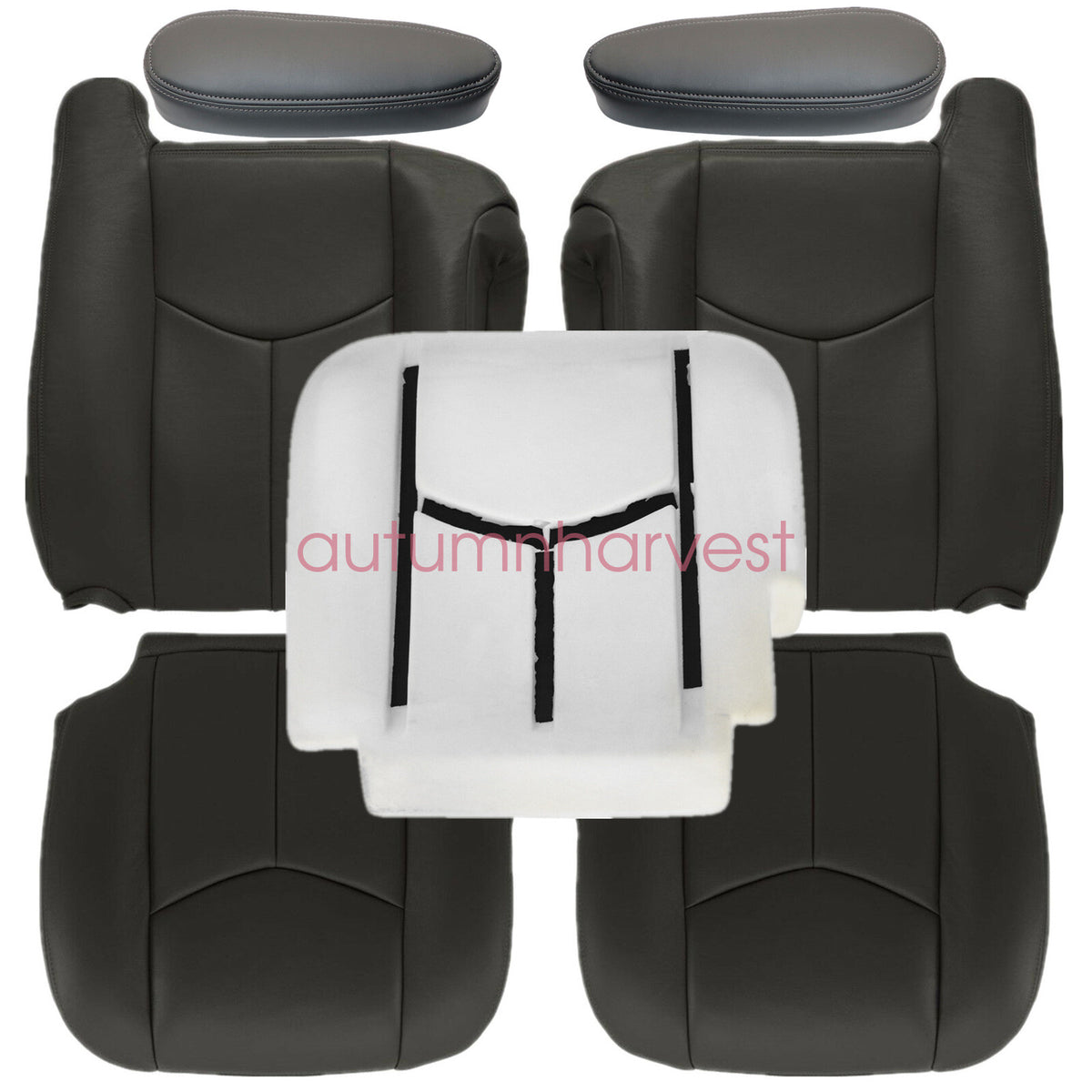 Front Seat Cover & Foam Cushion For 2003-06 Chevy Silverado Avalanche Dark Gray