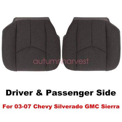 Front Side Bottom Cloth Seat Cover Dark Gray For 2003-2007 Chevy Silverado 1500