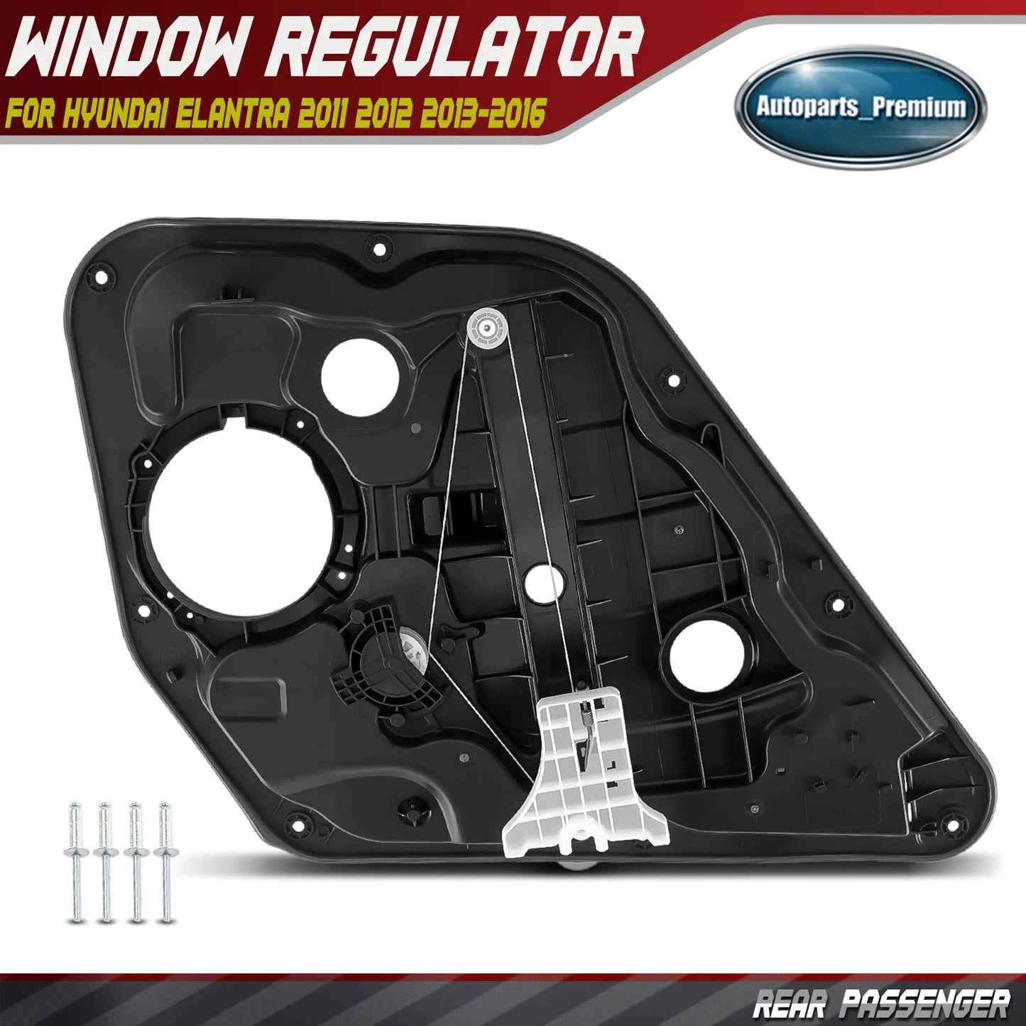 Rear Passenger for Hyundai Elantra 2011-2016 GAS Power Window Regulator w/Panel