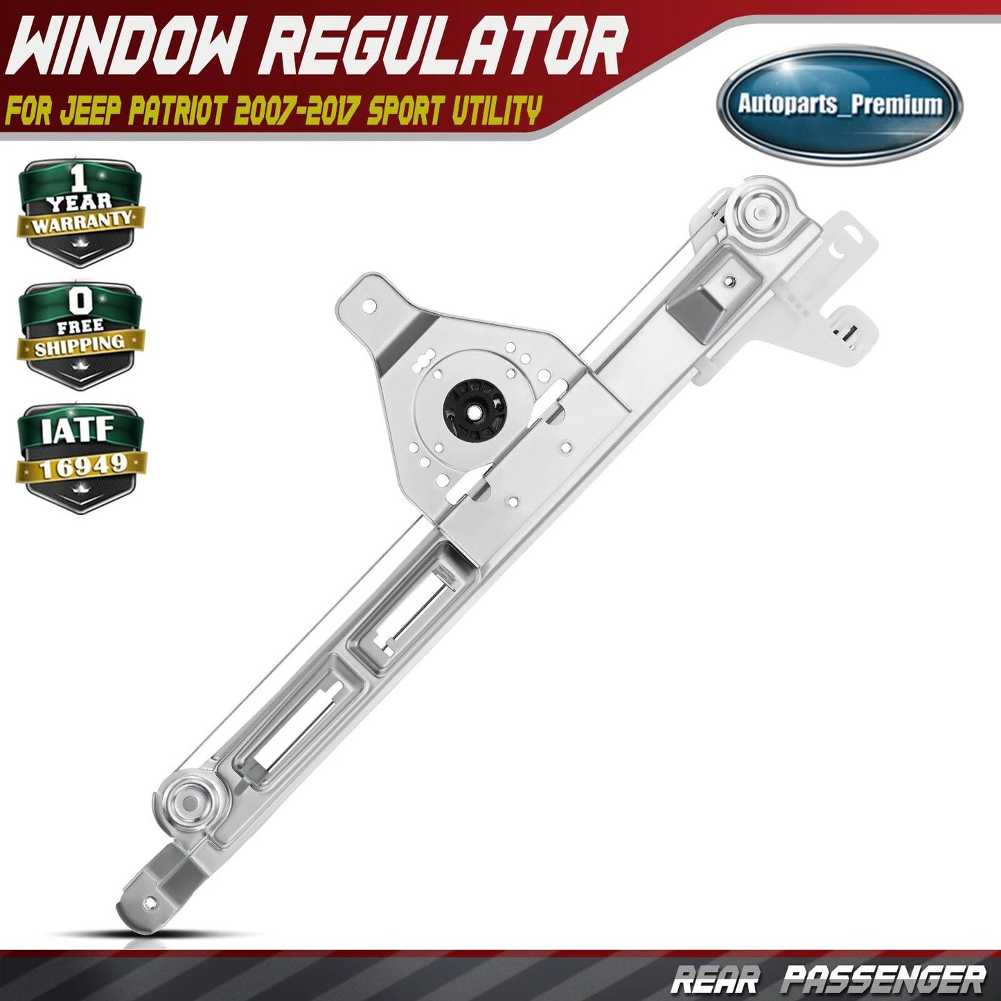 2007-2017 Rear Right Passenger Side for Jeep Patriot SUV Power Window Regulator