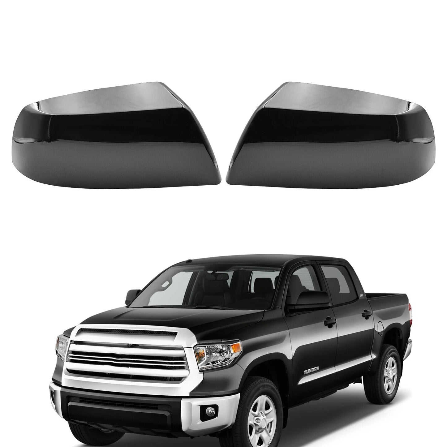 For Toyota Tundra Sequoia 2007-2022 Gloss Black Side Top Half Mirror Cap Cover