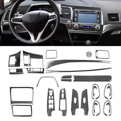 29Pcs For 06-11 Honda Civic 8th New Carbon Fiber Interior Full Kit Cover Trim