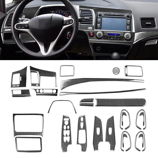 29Pcs For 06-11 Honda Civic 8th New Carbon Fiber Interior Full Kit Cover Trim