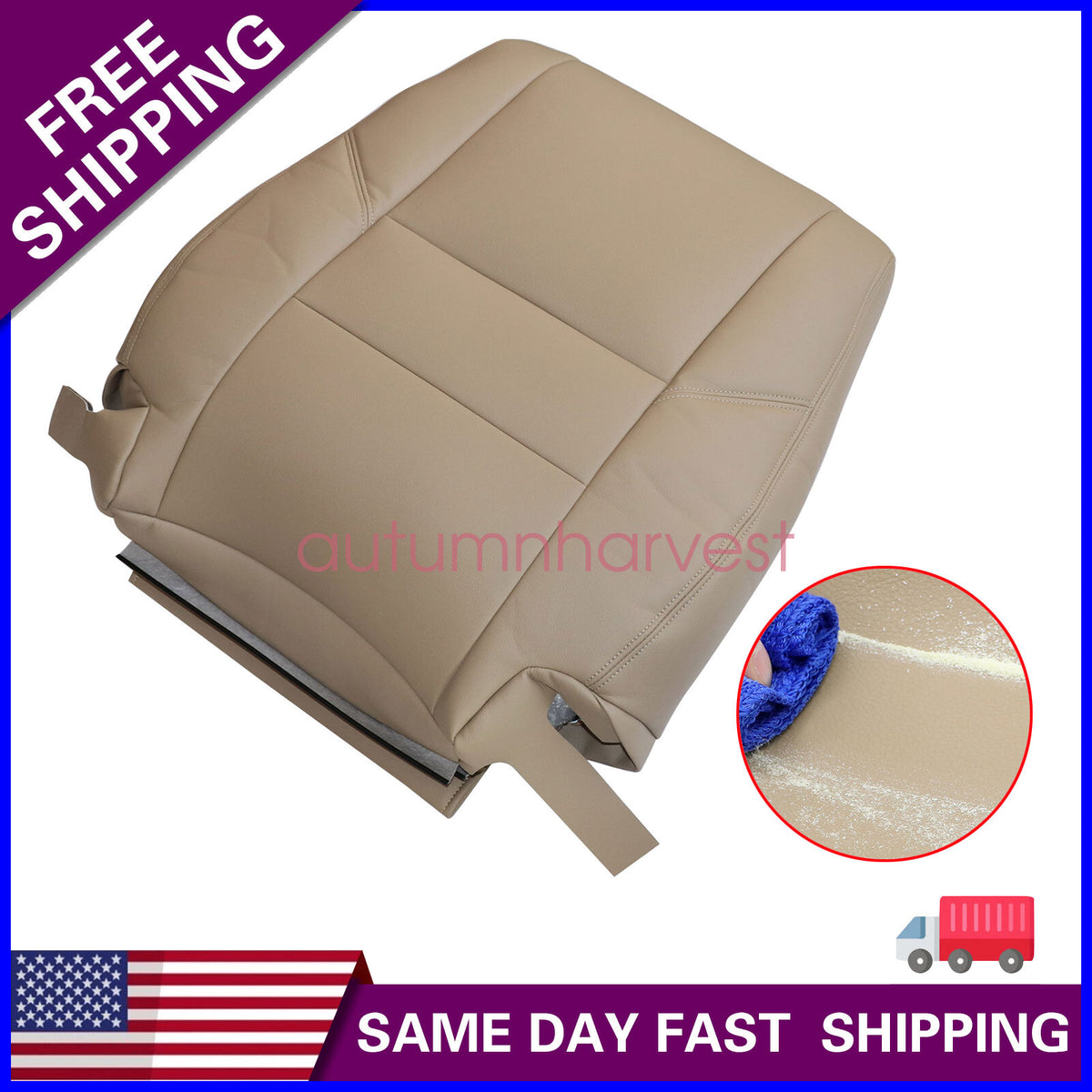 For 2000-2007 Toyota Sequoia Tundra Driver Side Top Leather Seat Cover Tan