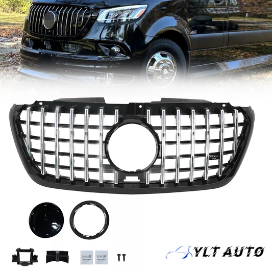 For 2018+ Sprinter W907/910 1500 2500 3500 Silver Bar Black Frame Grille