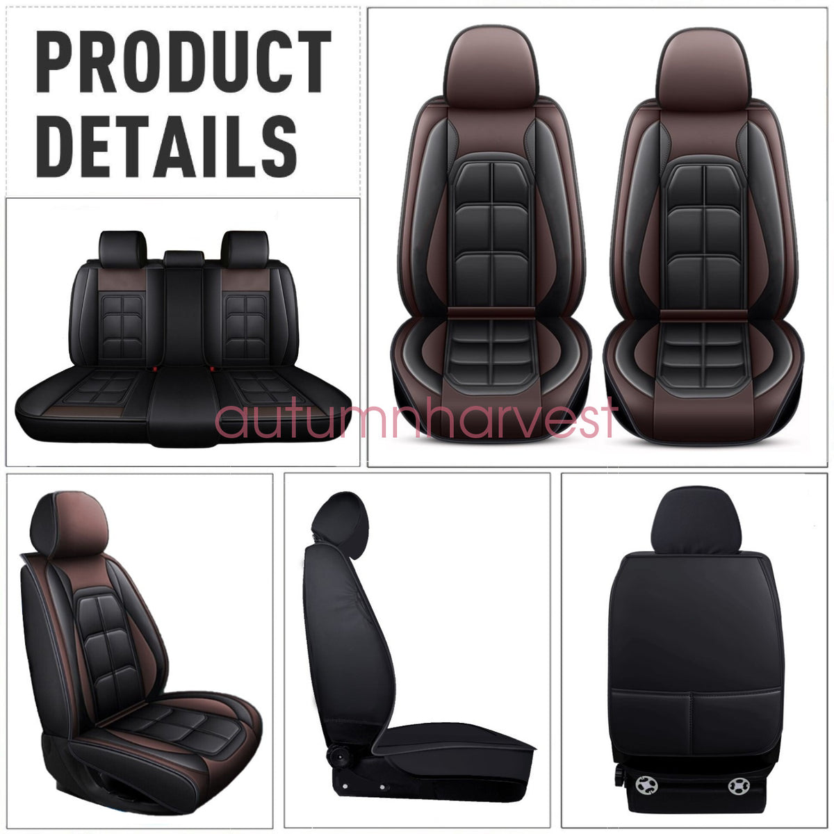 Fits 2009-2021 Dodge Ram 1500 Car Seat Cover 5 Seats Full Set PU Leather Cushion