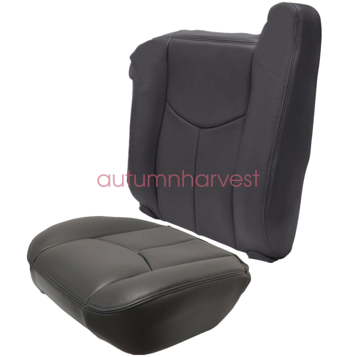 For 2003-2006 Chevy Silverado Leather Seat Cover Dark Gray Driver Bottom-Top