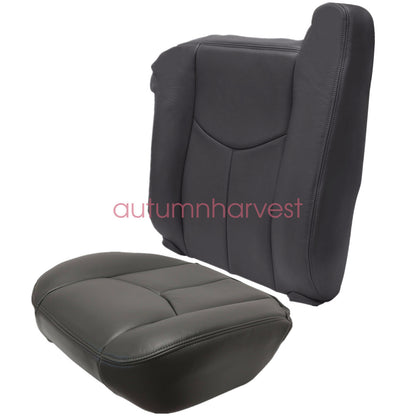For 2003-2006 Chevy Silverado Leather Seat Cover Dark Gray Driver Bottom-Top